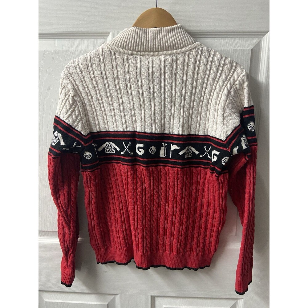 Vintage Liz Claiborne Sweater Womens Large Golf Cotton Cable Knit 1/4 Zip - Picture 2 of 11